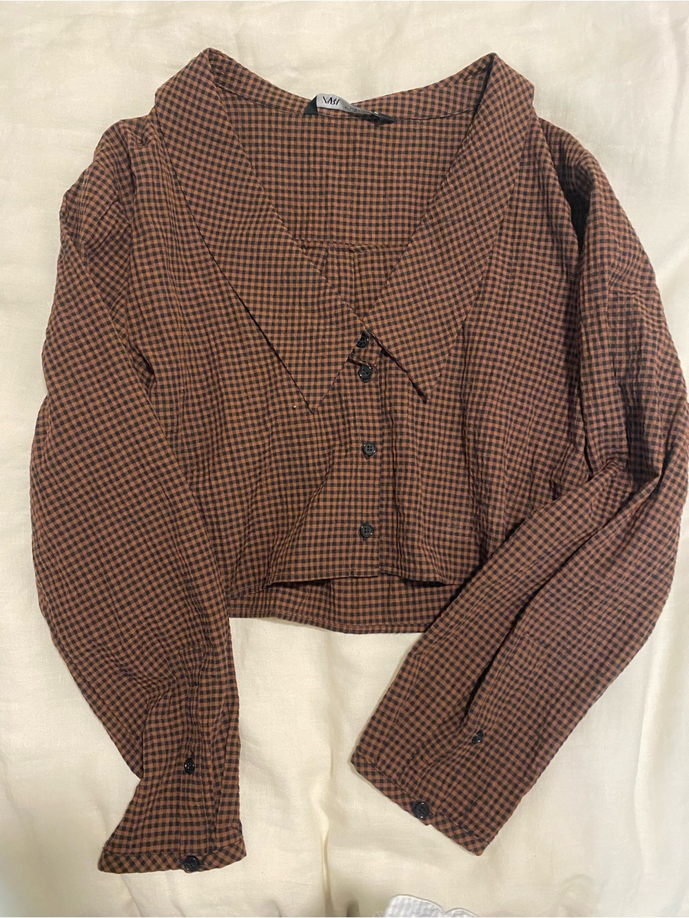 Zara cropped gingham button up